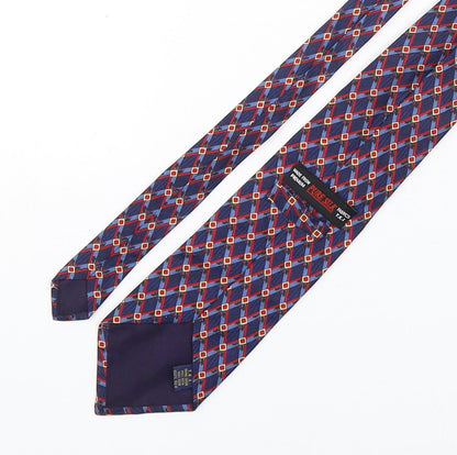 T.K.I Mens Multicoloured Geometric Silk Pointed Tie One Size