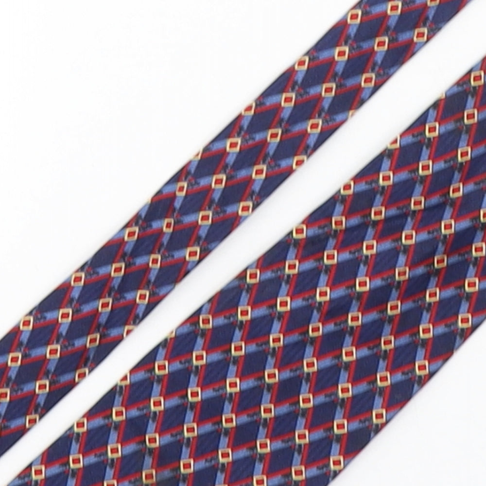 T.K.I Mens Multicoloured Geometric Silk Pointed Tie One Size