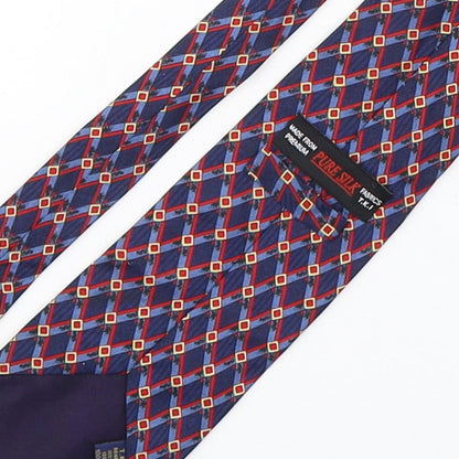 T.K.I Mens Multicoloured Geometric Silk Pointed Tie One Size