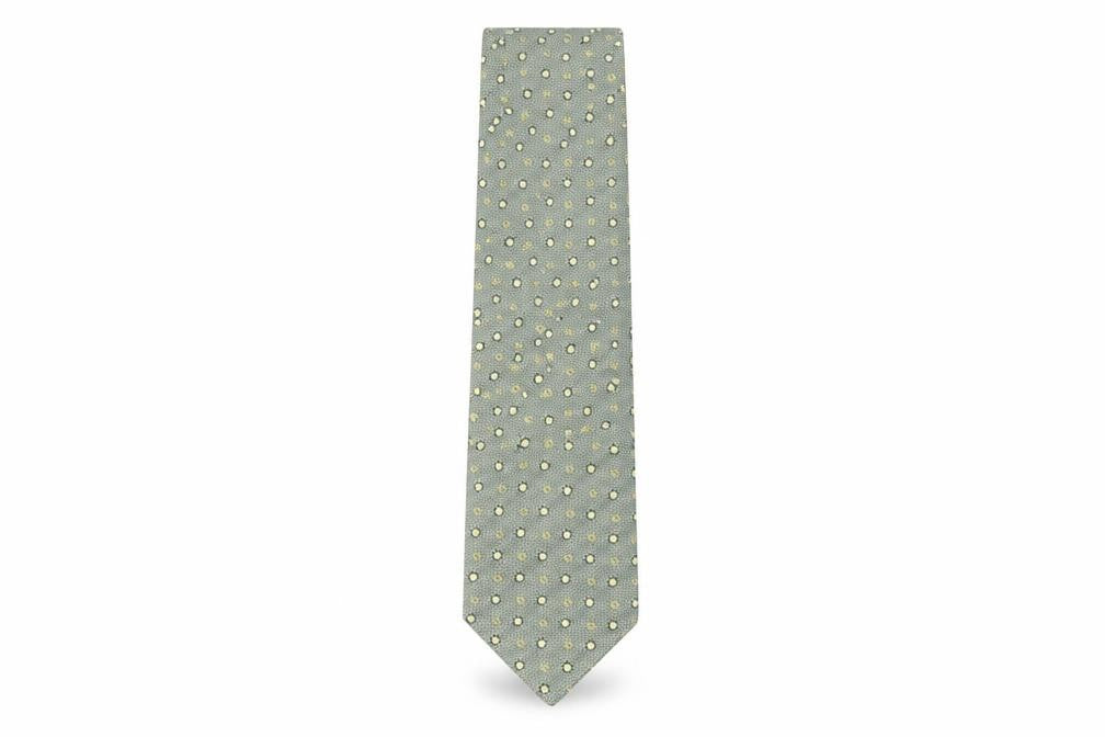 Front view of Van girls’ mens green floral silk pointed tie one size