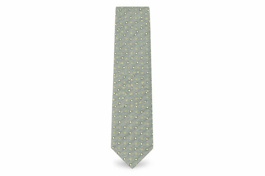 Front view of Van girls’ mens green floral silk pointed tie one size