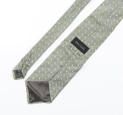 Van Girls  Mens Green Floral Silk Pointed Tie One Size