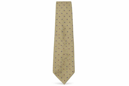 Front view of Preworn men’s multicoloured geometric silk pointed tie one size