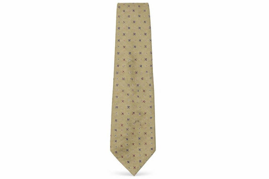 Front view of Preworn men’s multicoloured geometric silk pointed tie one size