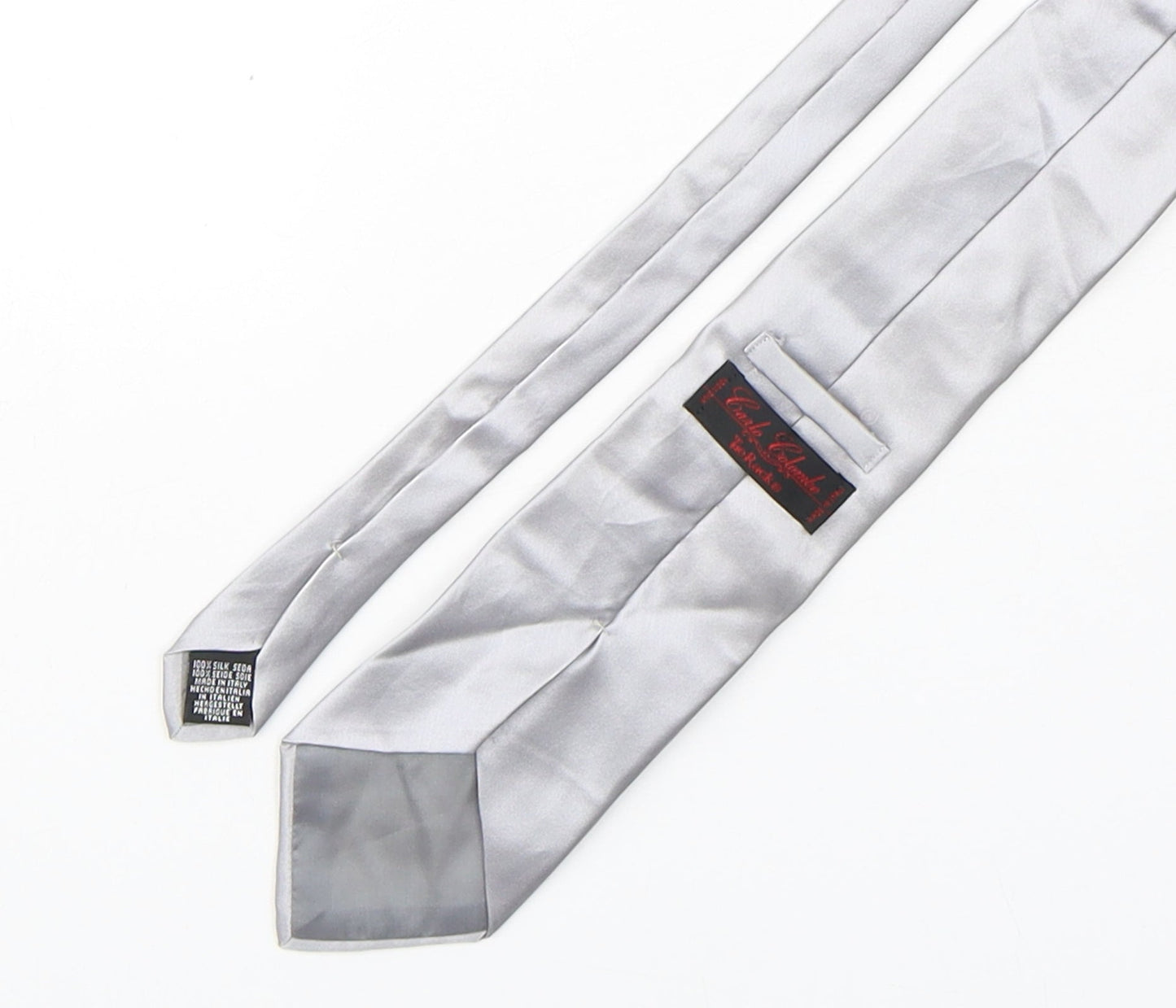 Mens Carlo Colombo Silver No Pattern  Pointed Tie