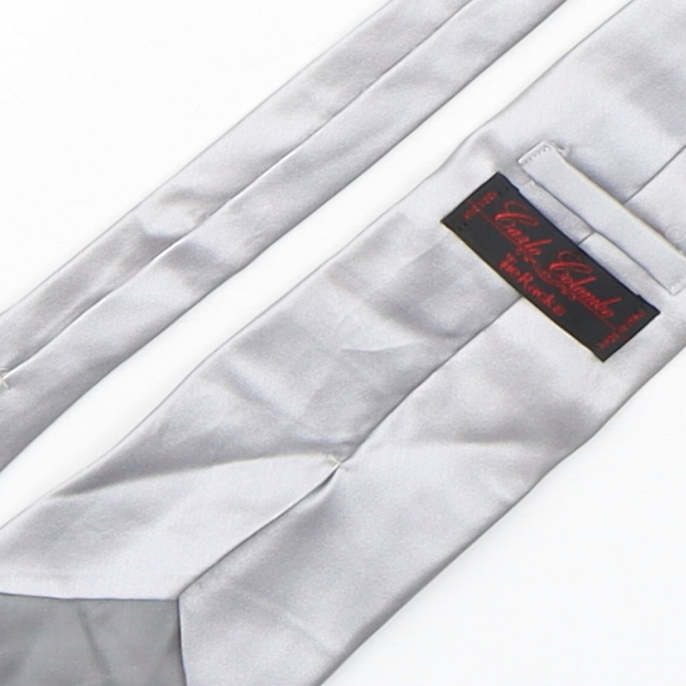 Mens Carlo Colombo Silver No Pattern  Pointed Tie