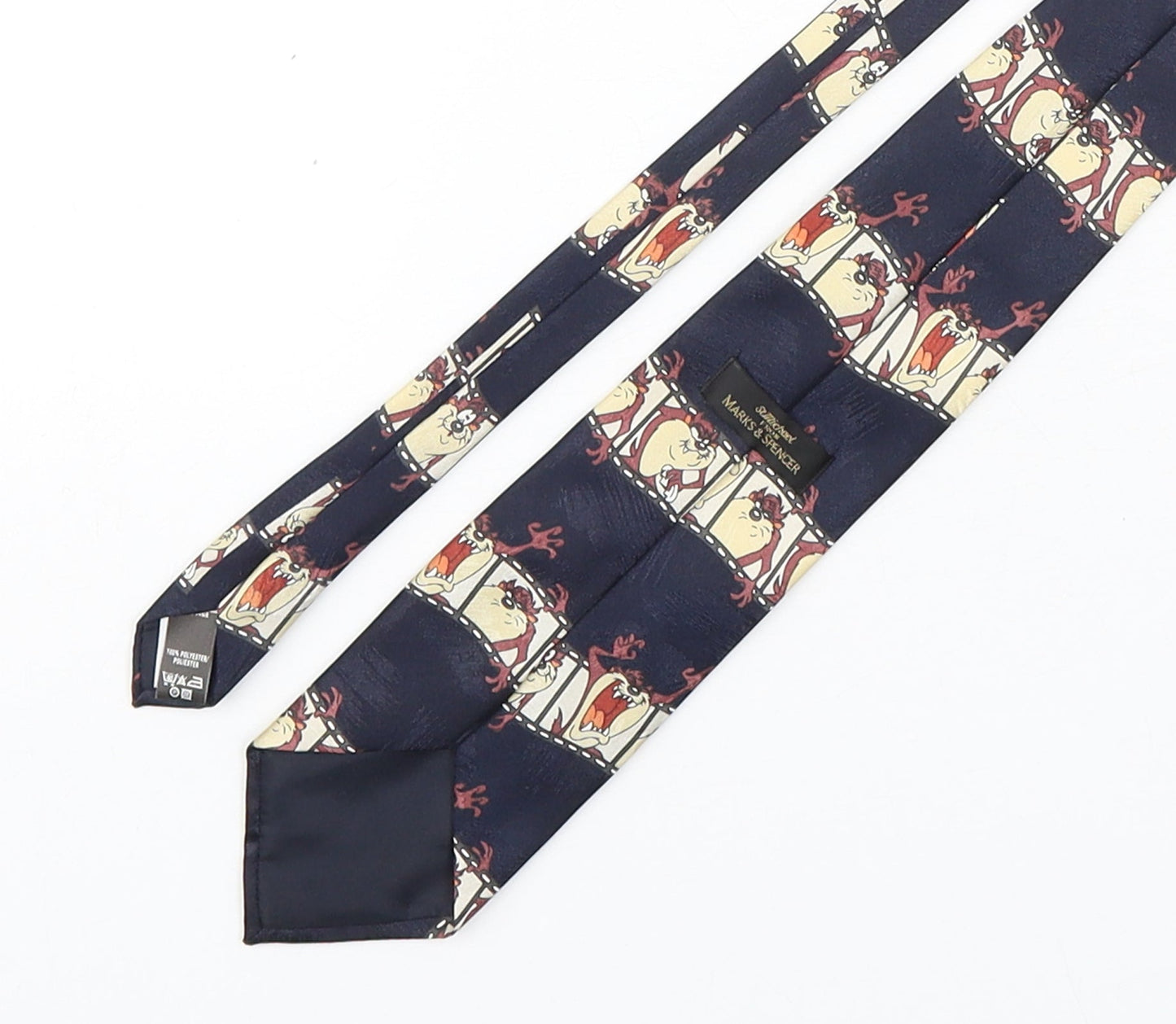 Marks and Spencer Mens Multicoloured Geometric Polyester Pointed Tie One Size - Tasmanian Devil