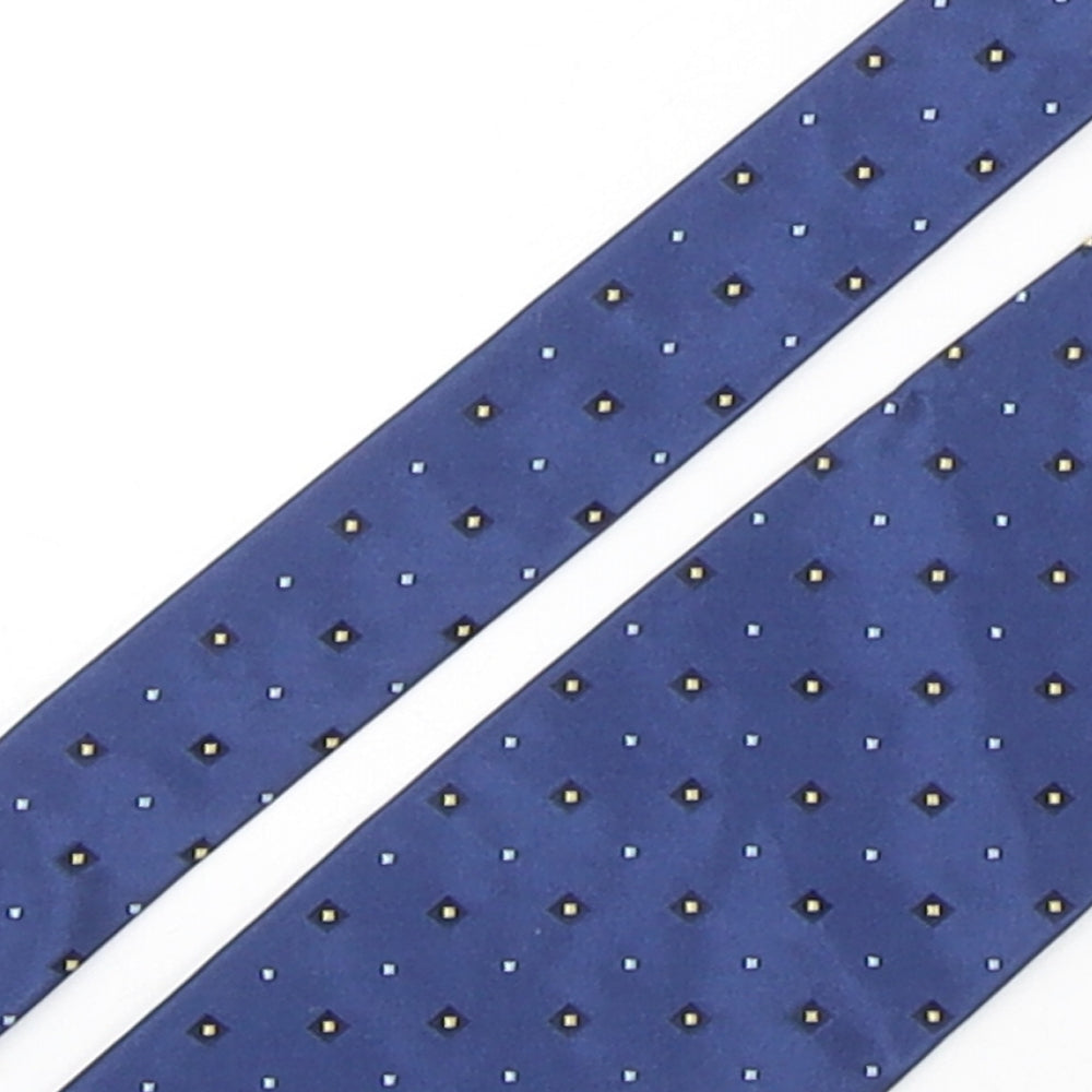 Tie Rack  Mens Blue Geometric Silk Pointed Tie One Size
