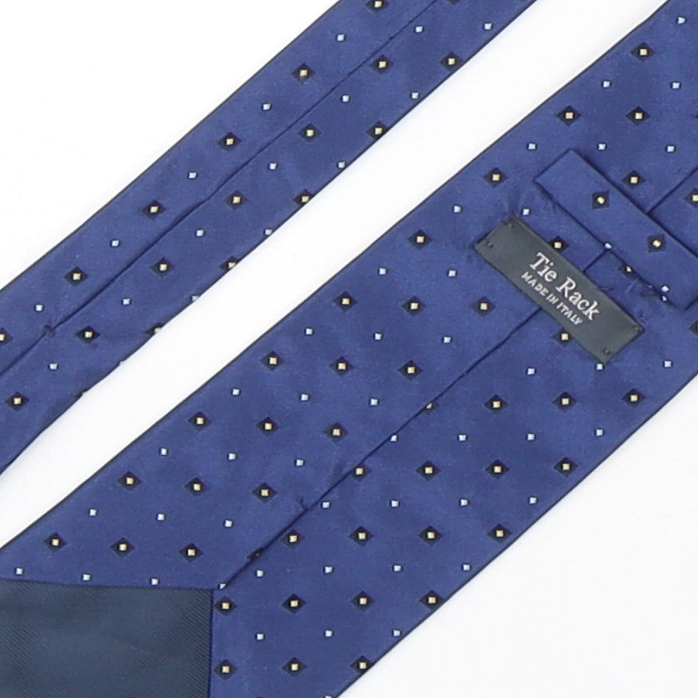 Tie Rack  Mens Blue Geometric Silk Pointed Tie One Size