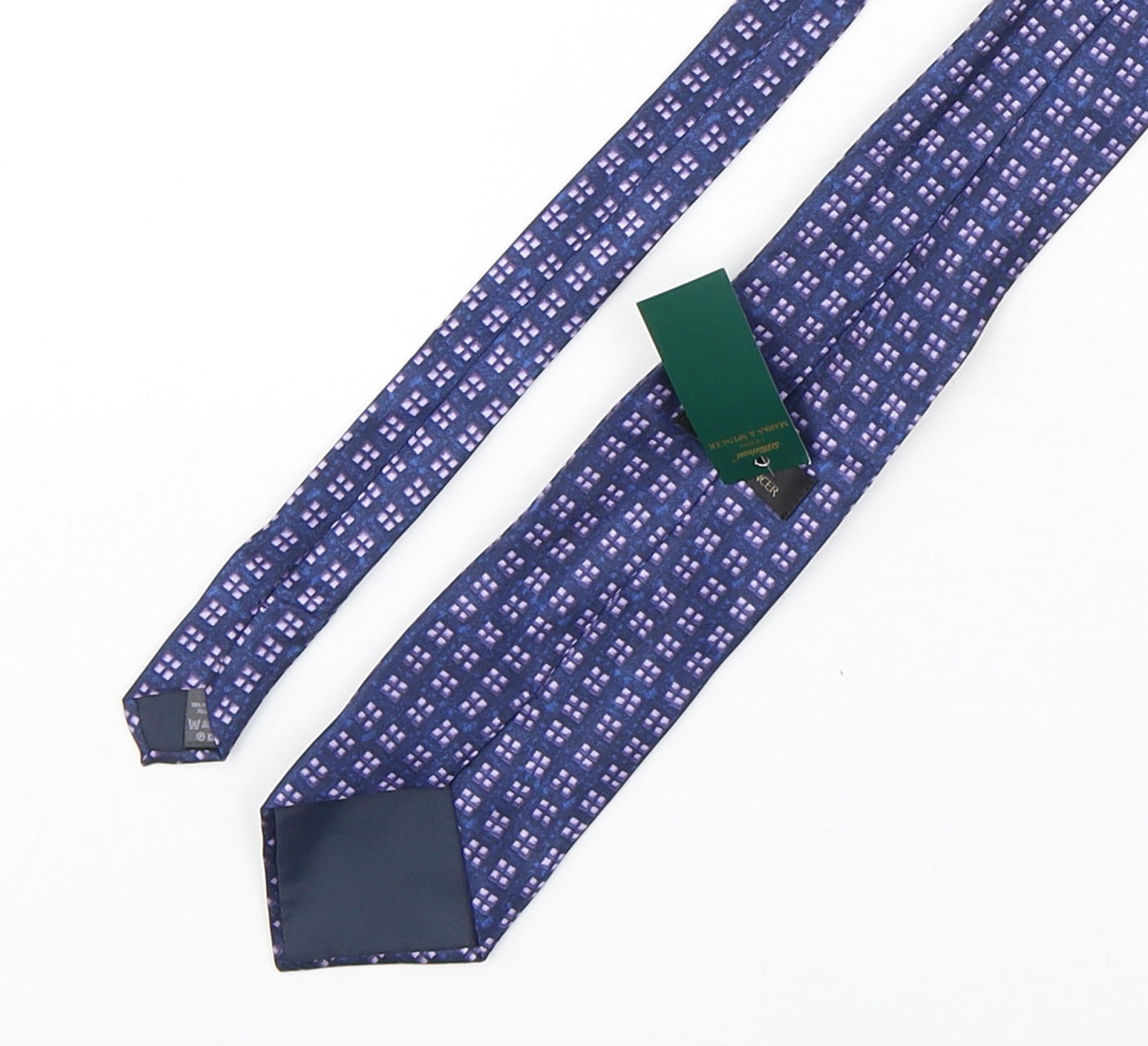 Marks and Spencer Mens Purple Plaids & Checks Polyester Pointed Tie One Size