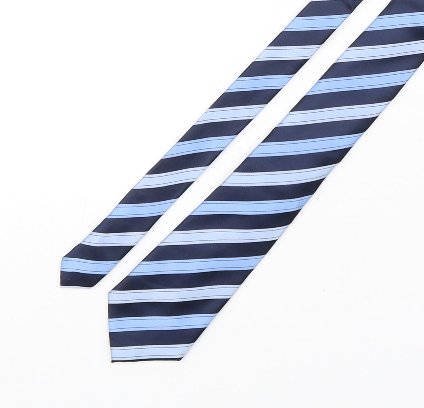 Greenwoods Mens Blue Striped Polyester Pointed Tie One Size