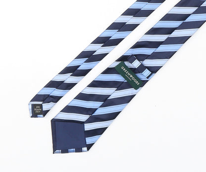 Greenwoods Mens Blue Striped Polyester Pointed Tie One Size