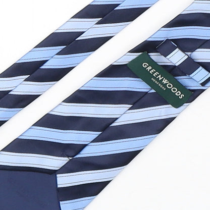 Greenwoods Mens Blue Striped Polyester Pointed Tie One Size