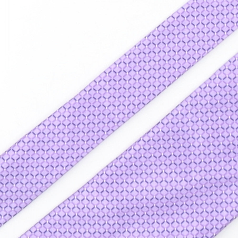Marks and Spencer Mens Purple Geometric Silk Pointed Tie One Size