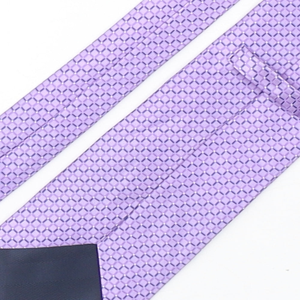 Marks and Spencer Mens Purple Geometric Silk Pointed Tie One Size