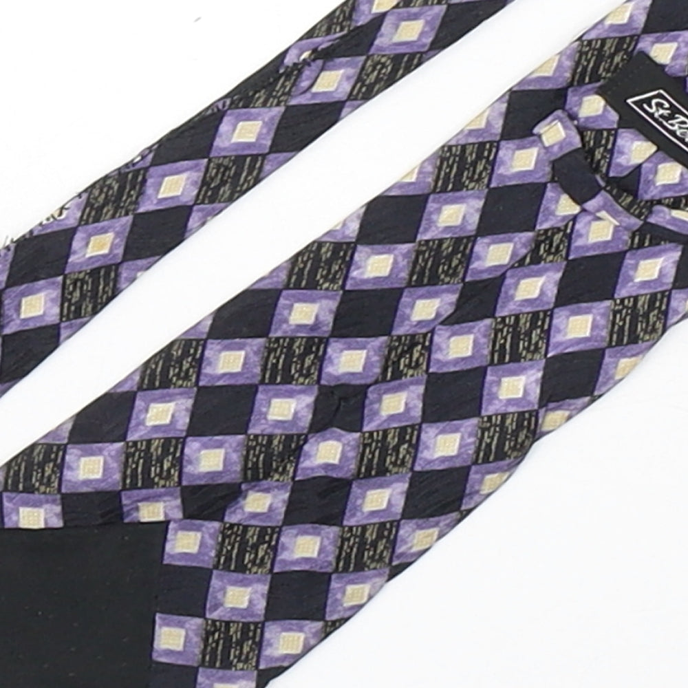StBernard  Mens Multicoloured Geometric Silk Pointed Tie One Size