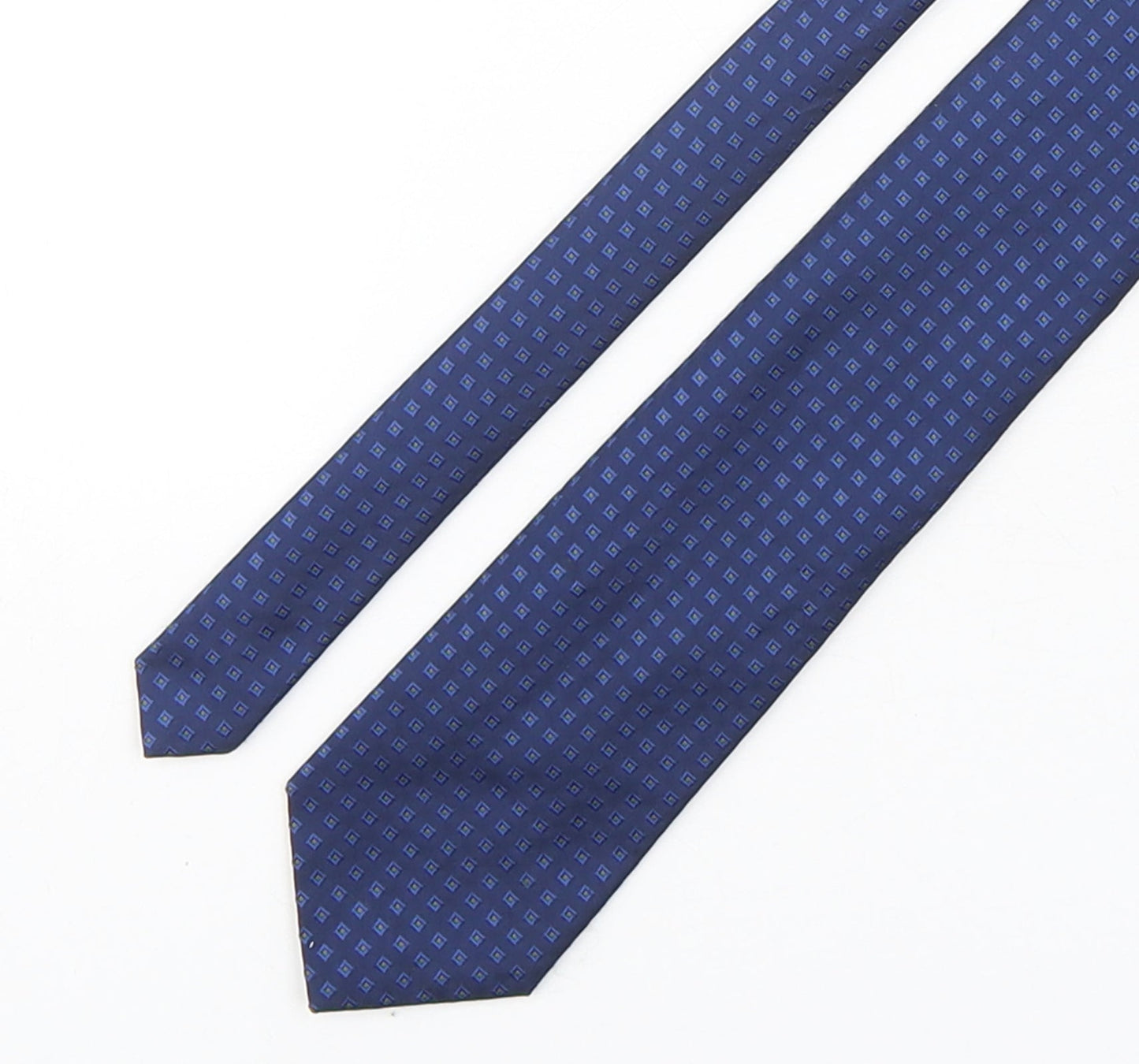 Marks and Spencer Mens Blue Geometric Polyester Pointed Tie One Size