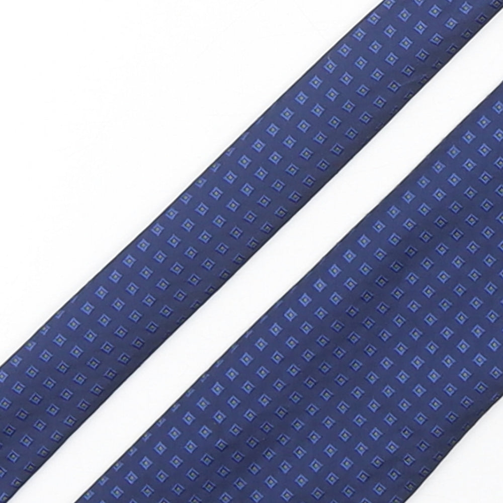 Marks and Spencer Mens Blue Geometric Polyester Pointed Tie One Size