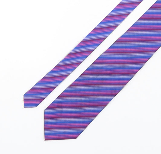 TieRack  Mens Multicoloured Striped Silk Pointed Tie One Size