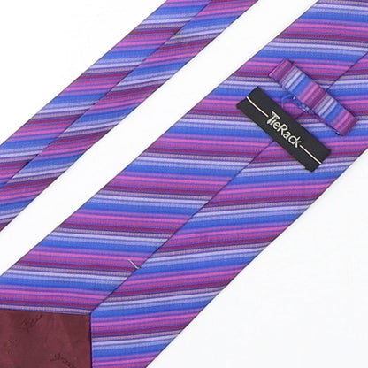 TieRack  Mens Multicoloured Striped Silk Pointed Tie One Size