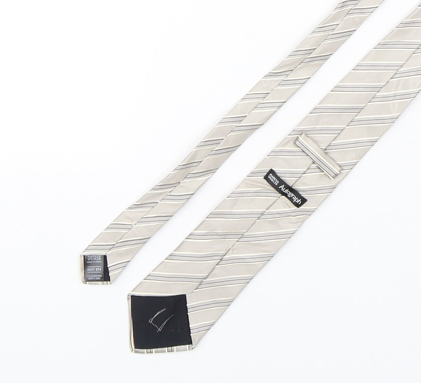 Autograph Mens Multicoloured Striped Silk Pointed Tie One Size