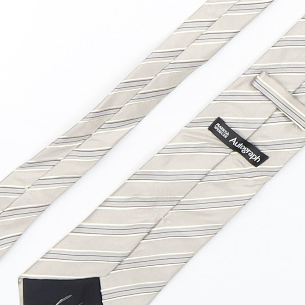 Autograph Mens Multicoloured Striped Silk Pointed Tie One Size