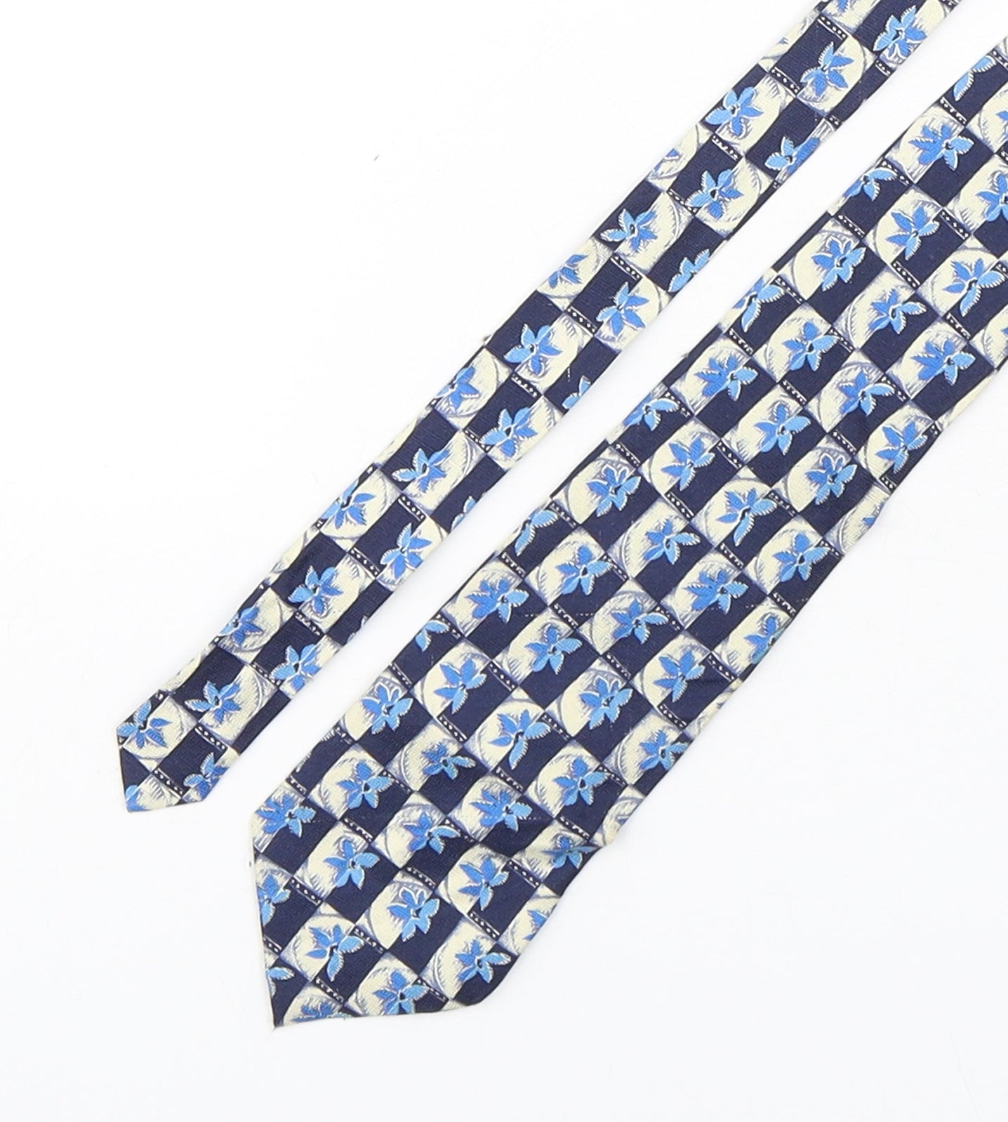 Mens Blazer Blue Floral  Pointed Tie