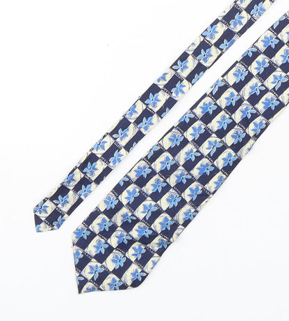 Mens Blazer Blue Floral  Pointed Tie