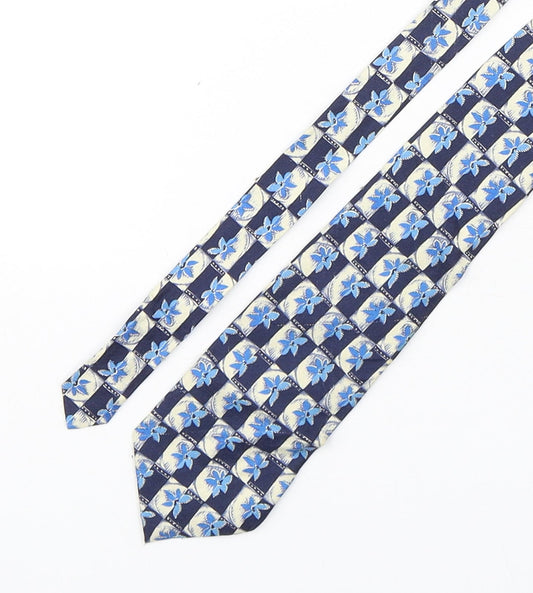 Mens Blazer Blue Floral  Pointed Tie