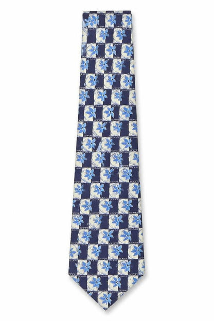 Mens Blazer Blue Floral  Pointed Tie