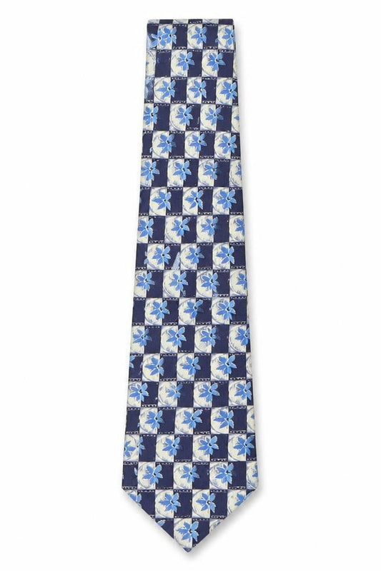 Front view of Blazer men’s blue floral silk pointed tie one size