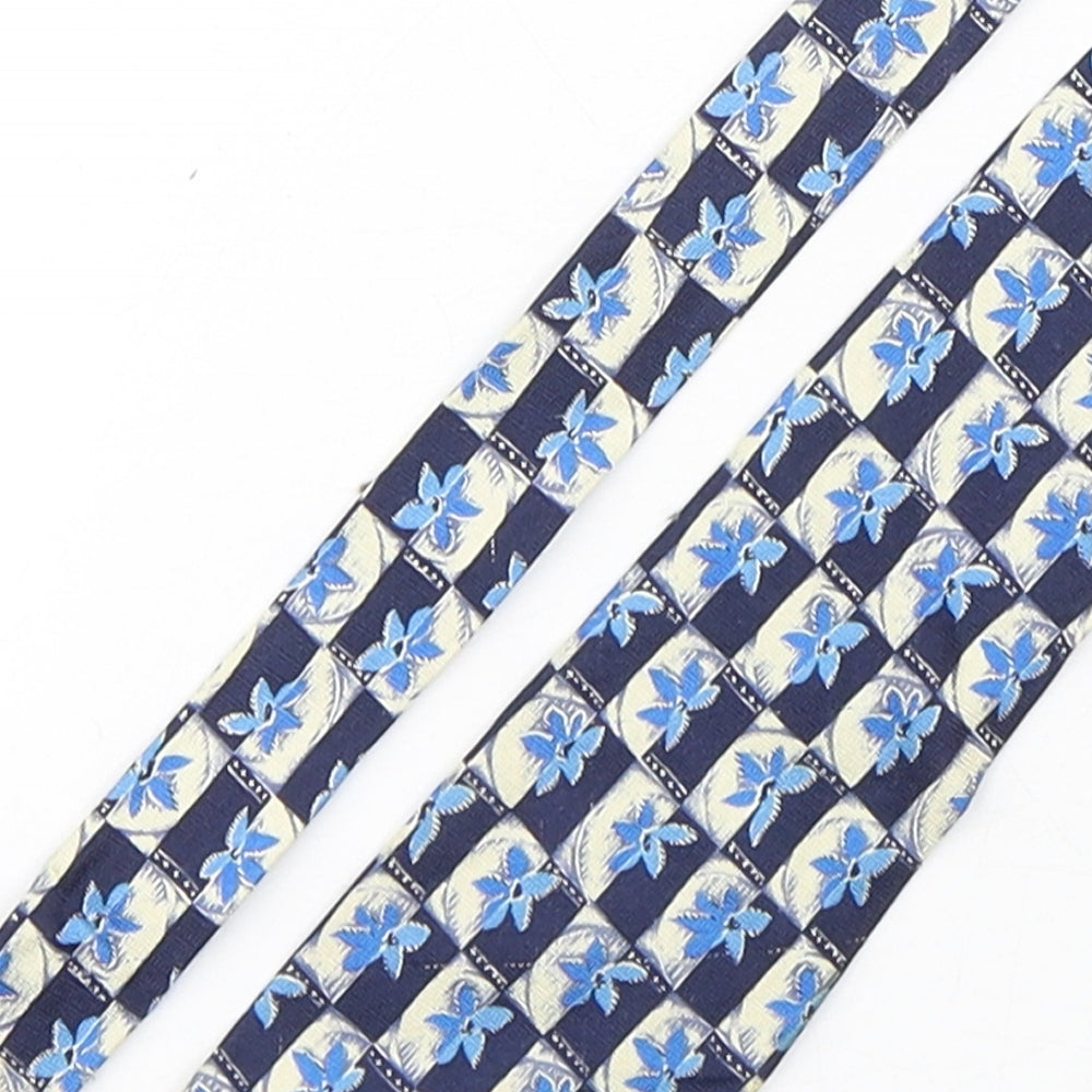 Mens Blazer Blue Floral  Pointed Tie