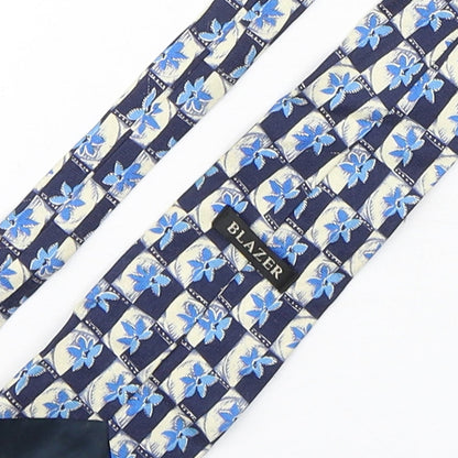 Mens Blazer Blue Floral  Pointed Tie