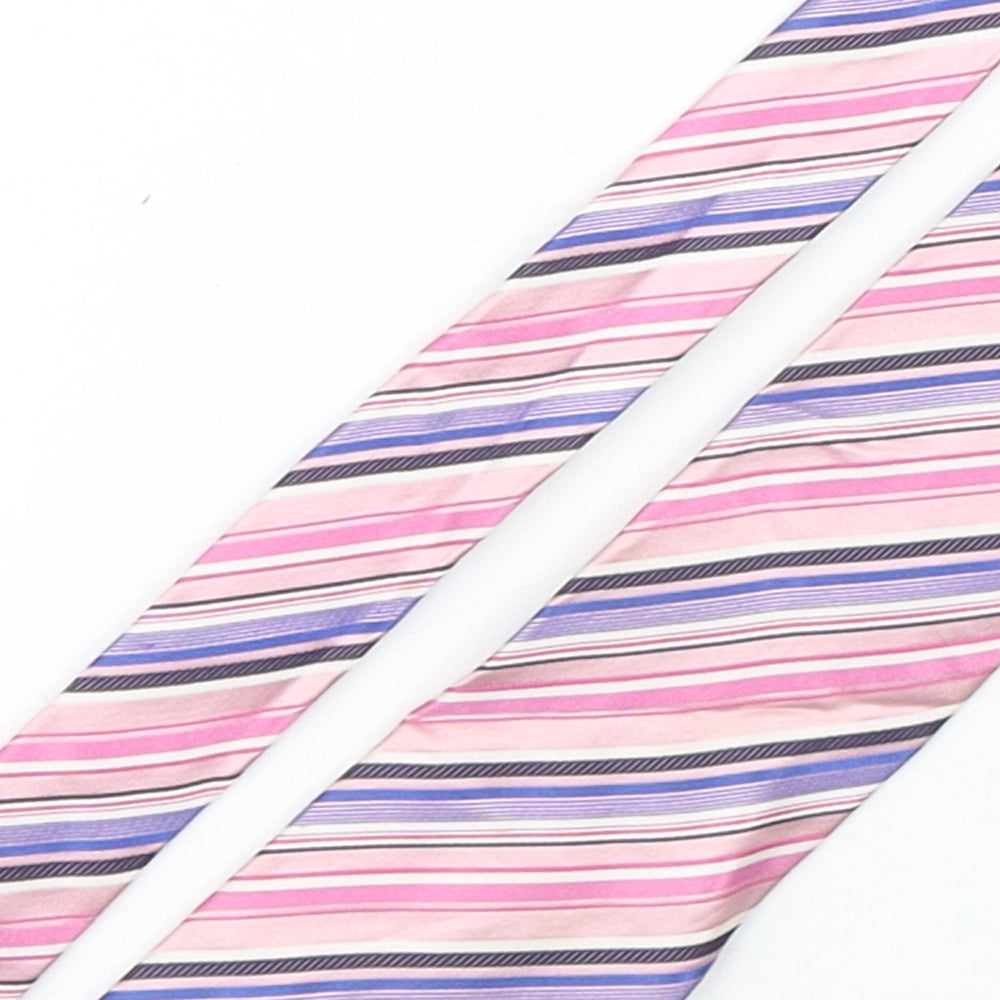 Hathaway  Mens Multicoloured Striped Silk Pointed Tie One Size