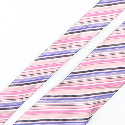 Hathaway  Mens Multicoloured Striped Silk Pointed Tie One Size