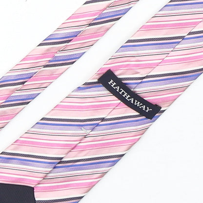 Hathaway  Mens Multicoloured Striped Silk Pointed Tie One Size