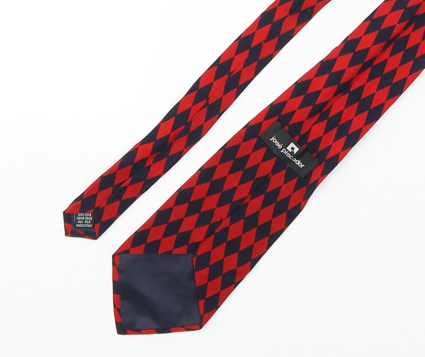 Jose Piscador Mens Multicoloured Plaids & Checks Silk Pointed Tie One Size