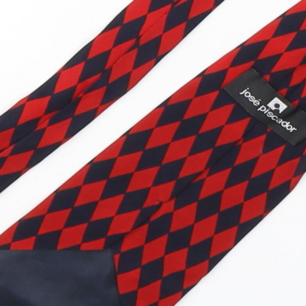 Jose Piscador Mens Multicoloured Plaids & Checks Silk Pointed Tie One Size