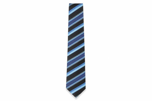 Front view of Next men’s multicoloured striped polyester pointed tie one size