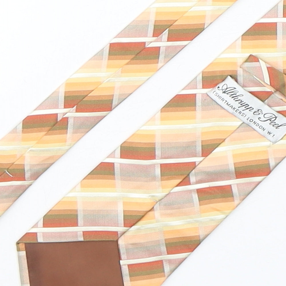 Althrupp & Peel  Mens Multicoloured Plaids & Checks Silk Pointed Tie One Size