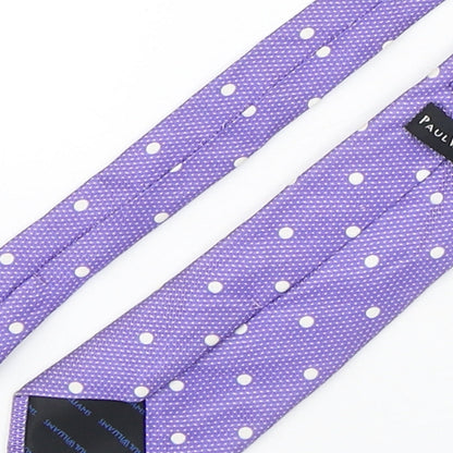 Paul Williams  Mens Purple Polka Dot Silk Pointed Tie One Size