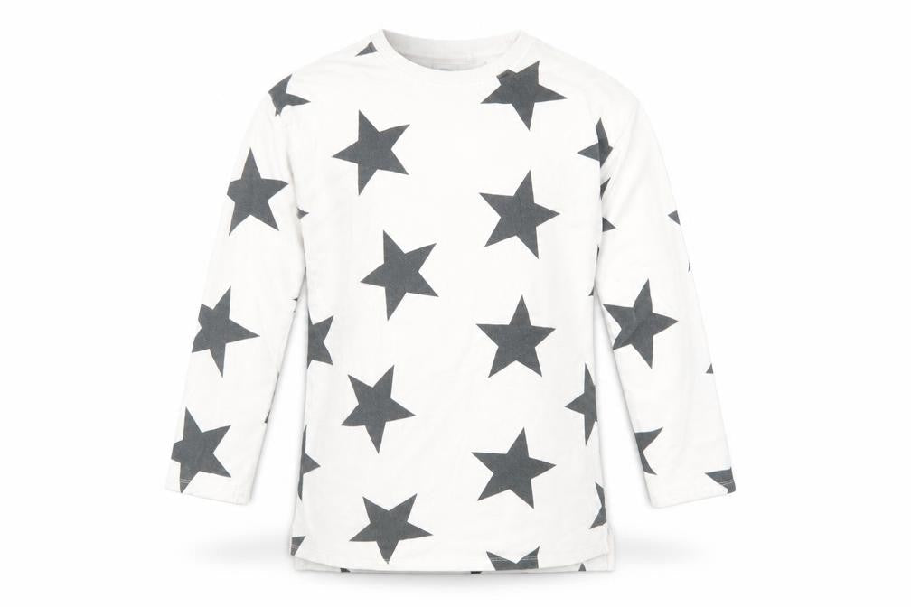 Front view of Next girls’ white geometric cotton pullover sweatshirt, size 12, years pullover - star print