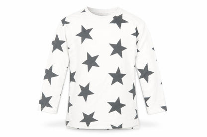 Front view of Next girls’ white geometric cotton pullover sweatshirt, size 12, years pullover - star print