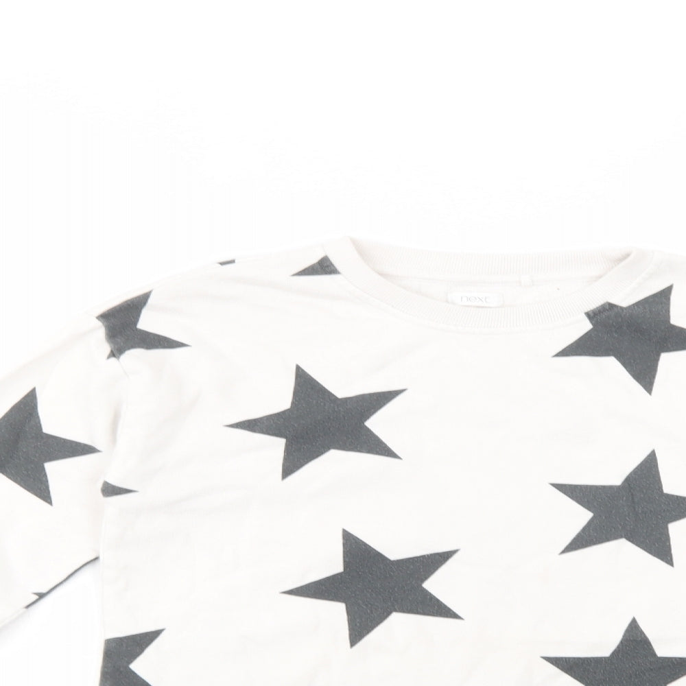 NEXT Girls White Geometric Cotton Pullover Sweatshirt Size 12 Years  Pullover - Star Print