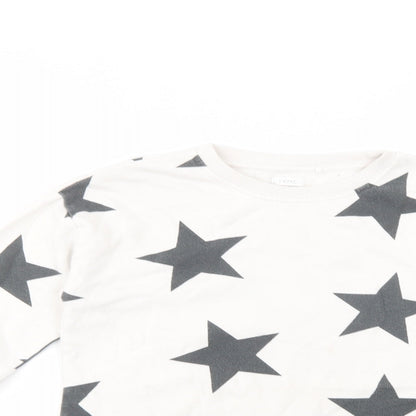 NEXT Girls White Geometric Cotton Pullover Sweatshirt Size 12 Years  Pullover - Star Print