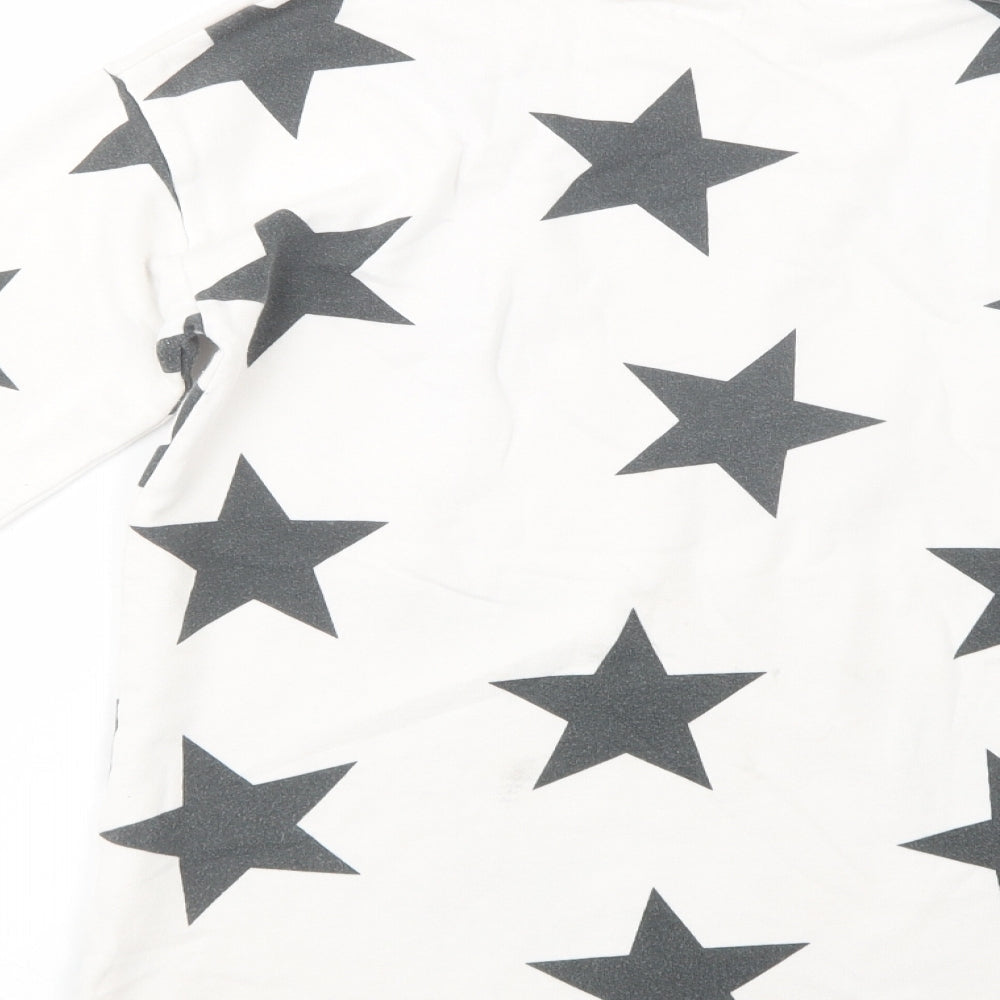 NEXT Girls White Geometric Cotton Pullover Sweatshirt Size 12 Years  Pullover - Star Print