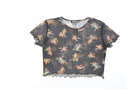 Womens UK Size 8 Missguided Black Cropped Blouse