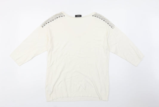 Klass Womens Ivory V-Neck  Viscose Pullover Jumper Size L