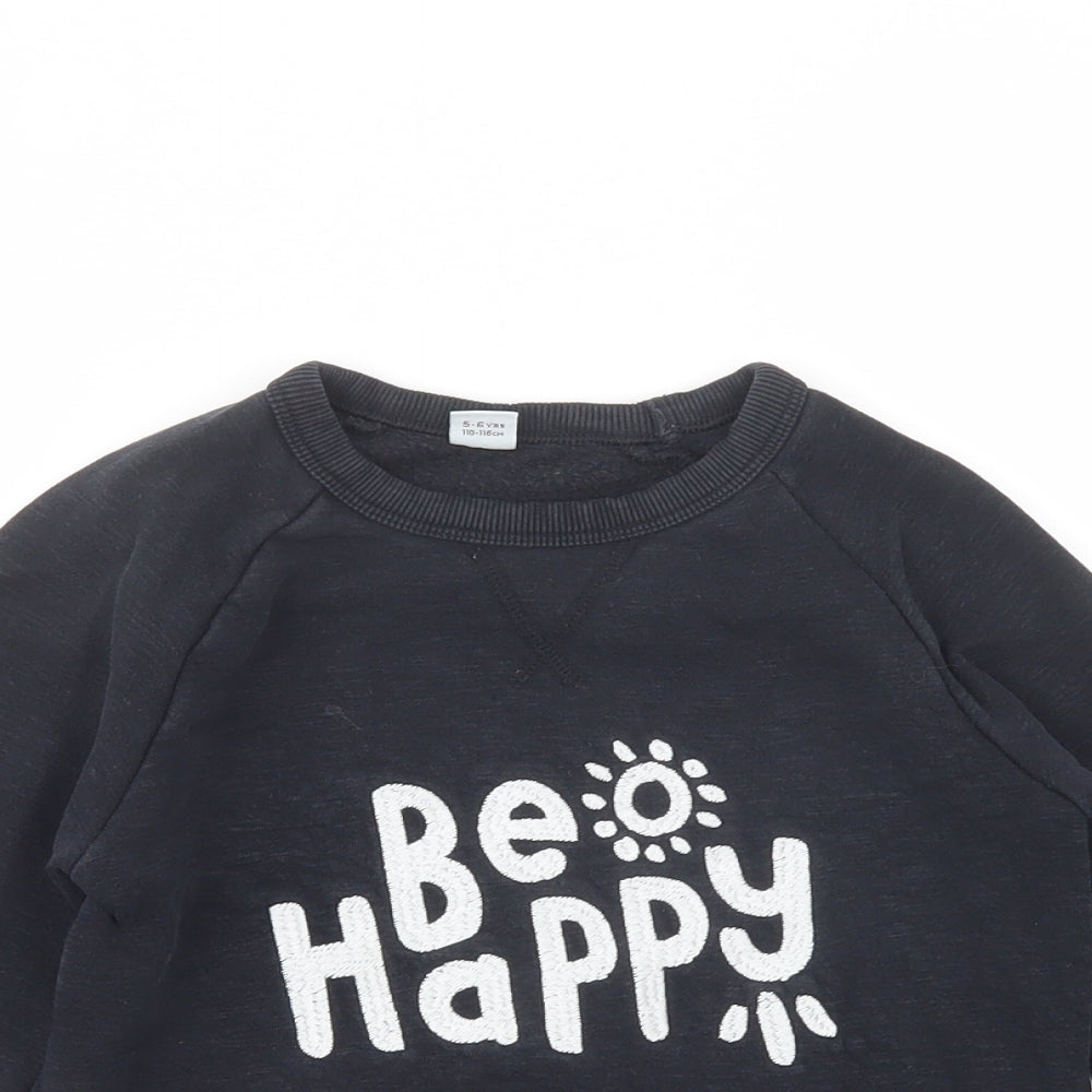 TU Girls Black  Cotton Pullover Sweatshirt Size 5-6 Years  Pullover - Be Happy