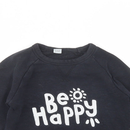 TU Girls Black  Cotton Pullover Sweatshirt Size 5-6 Years  Pullover - Be Happy